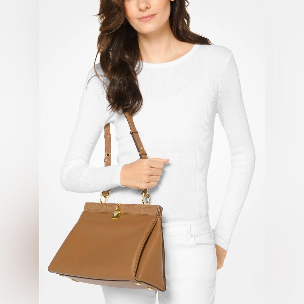 Michael Kors Gramercy Leather Frame 2 way bag with lock